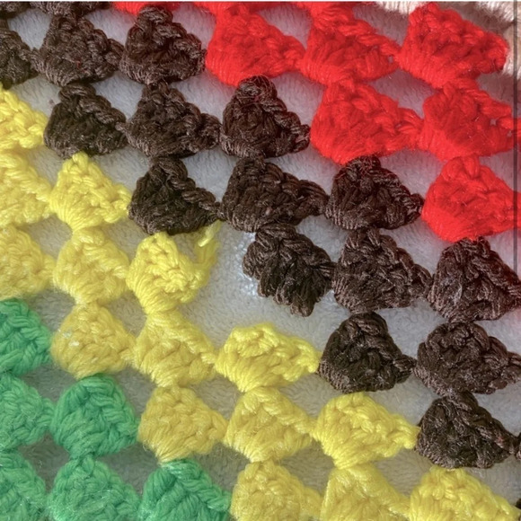 Vintage Handmade Striped Crochet Afghan  Throw Blanket - Picture 2 of 12